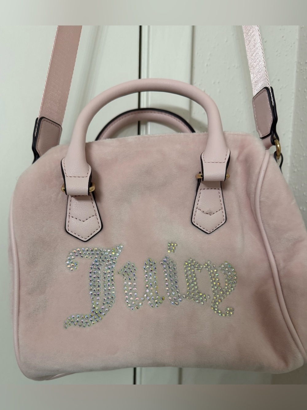 Juicy Couture Satchel Blush Velvet with Rhinestones Purse